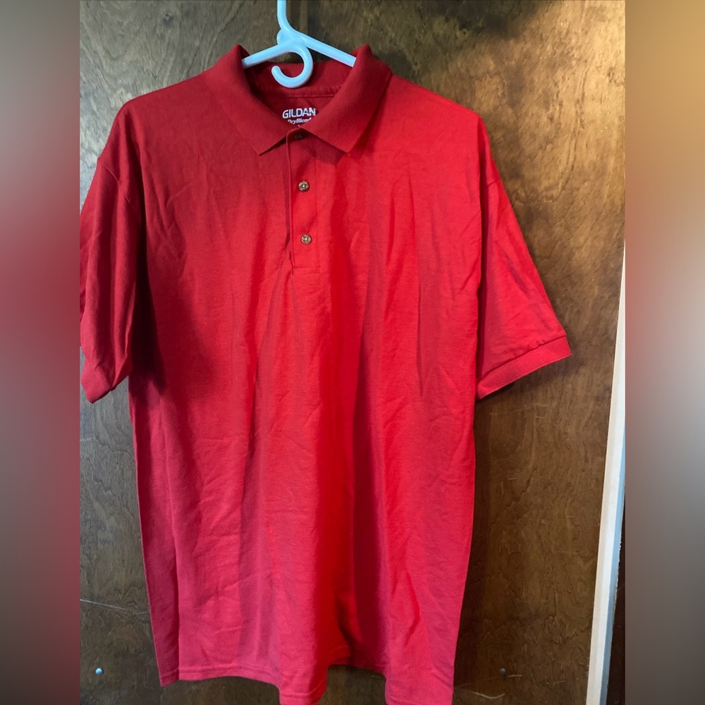 Large Red Dry Blend Polo Shirt By Gildan Never Worn